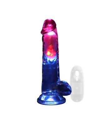 LED Vibrating Straight Cock with Balls - 20 cm - Transparent