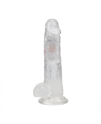 LED Vibrating Straight Cock with Balls - 20 cm - Transparent