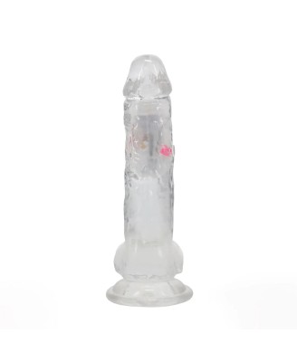 LED Vibrating Straight Cock with Balls - 20 cm - Transparent