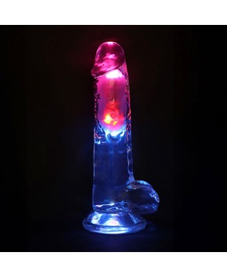 LED Vibrating Straight Cock with Balls - 20 cm - Transparent