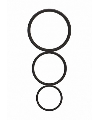Flat Cock Ring Set - Black