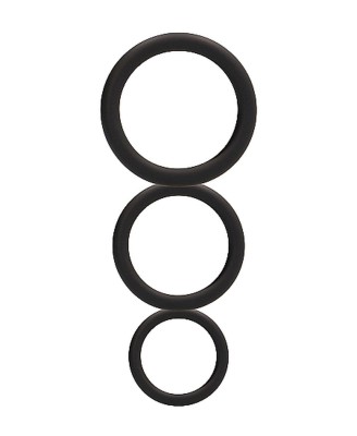 Round Cock Ring Set - Black