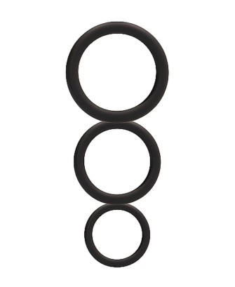 Round Cock Ring Set - Black