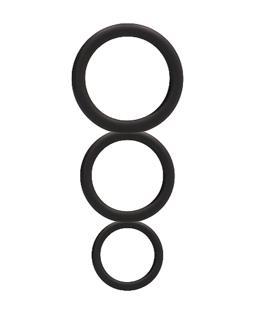 Round Cock Ring Set - Black