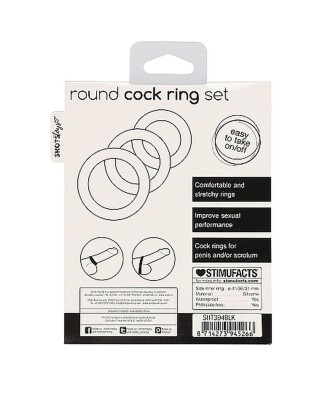Round Cock Ring Set - Black
