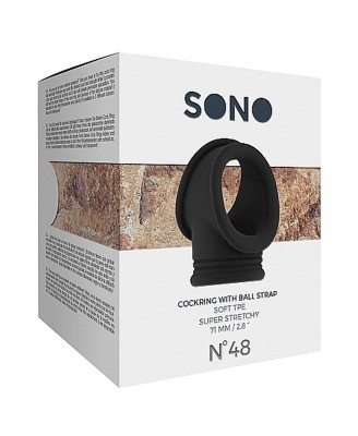 No.48 - Cockring with Ball Strap - Black