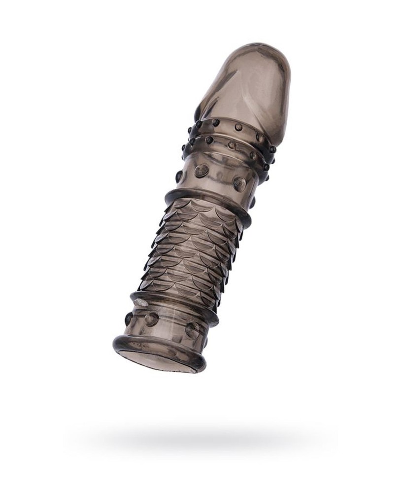 ToyFa XLover, Penis sleeve, for enlargement, TPE, transparent black, 13.5 cm
