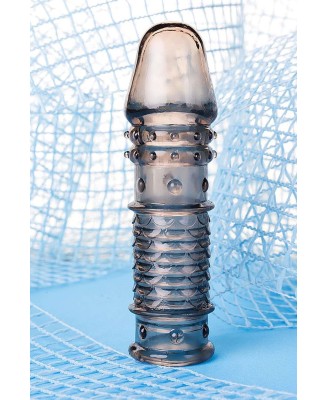 ToyFa XLover, Penis sleeve, for enlargement, TPE, transparent black, 13.5 cm