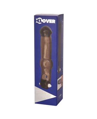 xToyFa XLover, Penis Sleeve, for increase in size with vibration, TPE, transparent black, 19.4 cm