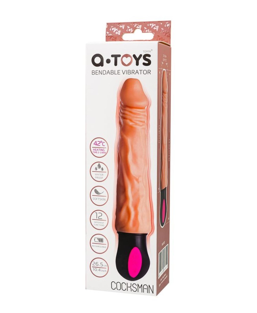 A-TOYS Realistic Vibrator with heating, TPE, 12 Modes, bendable, recharble