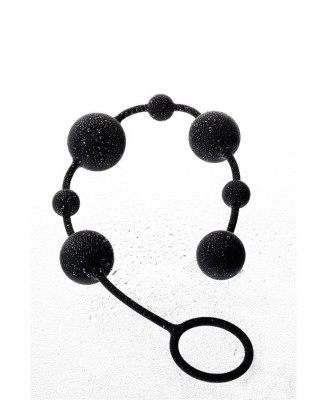 Anal beads Toyfa A-toys Coron, with balls, silicone, black, 35,9 cm