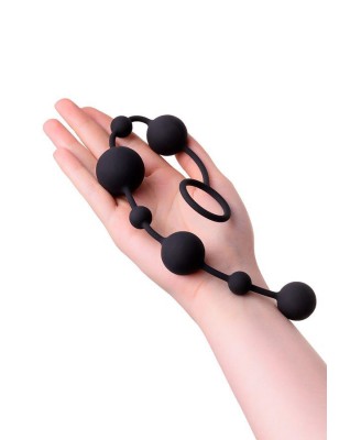 Anal beads Toyfa A-toys Coron, with balls, silicone, black, 35,9 cm