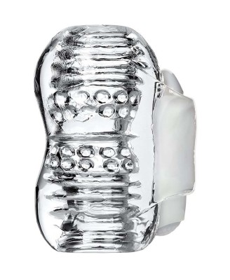 Lingam Khani, Vibrating Masturbator, TPE, Transparent, 9 cm