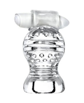 Lingam Shakti, Vibrating Masturbator, TPE, Transparent, 9 cm