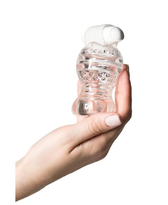 Lingam Shakti, Vibrating Masturbator, TPE, Transparent, 9 cm