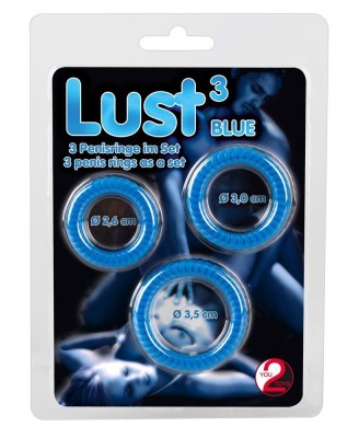 Lust 3 Cock Rings blue