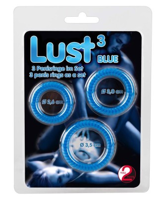 Lust 3 Cock Rings blue