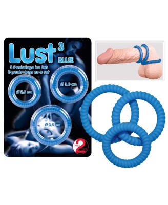 Lust 3 Cock Rings blue