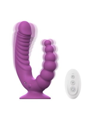 Teazers - Double Vibrator with Suction Cup and Remote - Purple