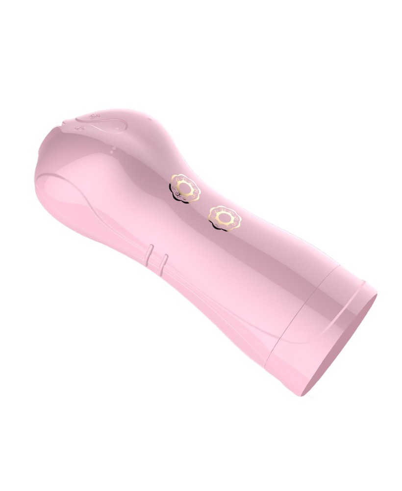Masturbator-Vibrating and Flashing Masturbation Cup USB 7+7 Function / Talk Mode (Pink)