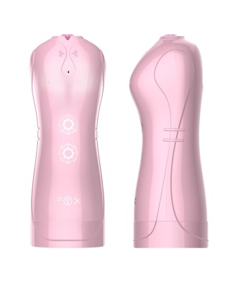 Masturbator-Vibrating and Flashing Masturbation Cup USB 7+7 Function / Talk Mode (Pink)