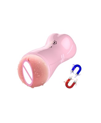 Masturbator-Vibrating and Flashing Masturbation Cup USB 7+7 Function / Talk Mode (Pink)