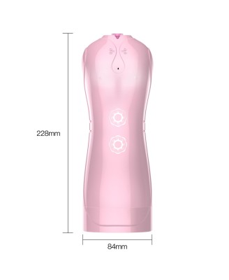Masturbator-Vibrating and Flashing Masturbation Cup USB 7+7 Function / Talk Mode (Pink)