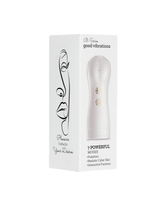 Masturbator - B - Series - Vibrating and Flashing Masturbation Cup USB 7+7 Function / Talk Mode (White)