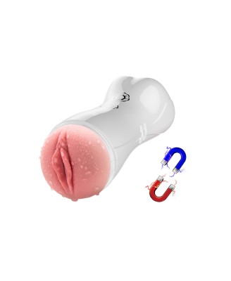 Masturbator - B - Series - Vibrating and Flashing Masturbation Cup USB 7+7 Function / Talk Mode (White)