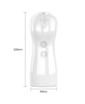 Masturbator - B - Series - Vibrating and Flashing Masturbation Cup USB 7+7 Function / Talk Mode (White)