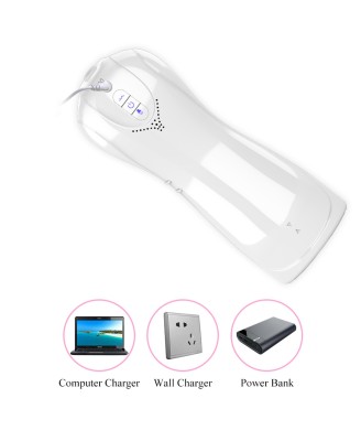 Masturbator - B - Series - Vibrating and Flashing Masturbation Cup USB 7+7 Function / Talk Mode (White)