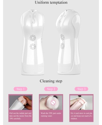 Masturbator - B - Series - Vibrating and Flashing Masturbation Cup USB 7+7 Function / Talk Mode (White)