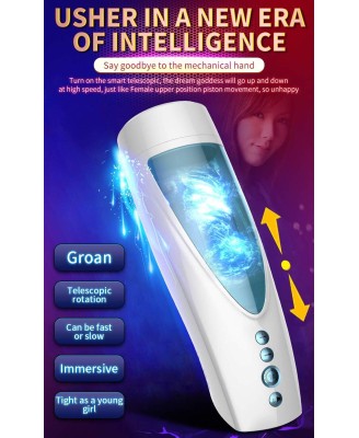 Masturbator-Vibrating, Rotating and Flashing Masturbation USB 10+10 Function / Talk Mode