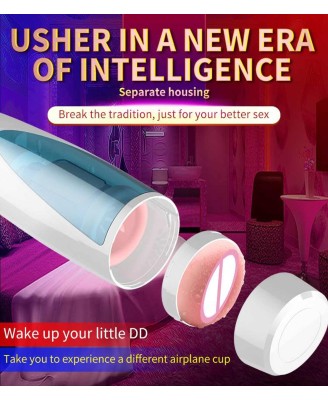 Masturbator-Vibrating, Rotating and Flashing Masturbation USB 10+10 Function / Talk Mode
