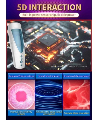 Masturbator-Vibrating, Rotating and Flashing Masturbation USB 10+10 Function / Talk Mode