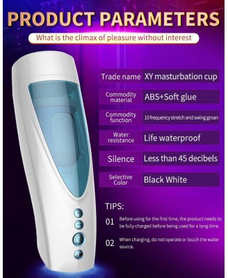 Masturbator-Vibrating, Rotating and Flashing Masturbation USB 10+10 Function / Talk Mode