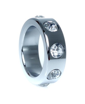 Pierścień-Metal Cock Ring with Cristal Diamonds Small