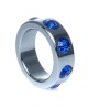 Pierścień-Metal Cock Ring with Dark Blue Diamonds Small