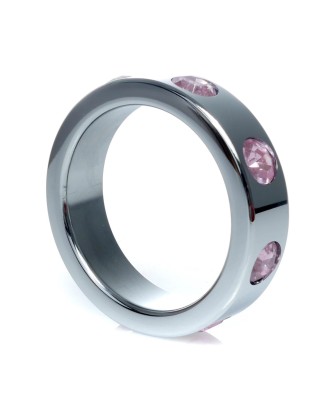 Pierścień-Metal Cock Ring with Rose Diamonds Large