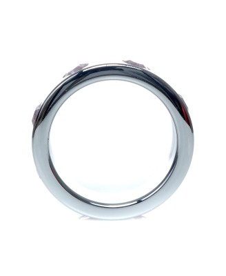Pierścień-Metal Cock Ring with Rose Diamonds Large