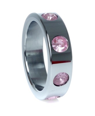Pierścień-Metal Cock Ring with Rose Diamonds Large