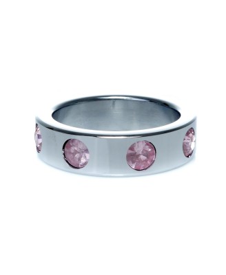 Pierścień-Metal Cock Ring with Rose Diamonds Large