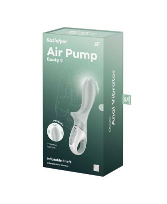 Satisfyer Air Pump Booty 3 - Wibrator Analny - Szaro-zielony