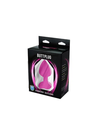 Pink large heart-shaped butt plug with white crystal