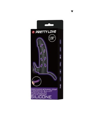 PRETTY LOVE - Vibrating Penis Sleeve with Ball Strap
