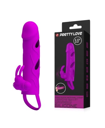 PRETTY LOVE - PENIS SLEEVE WITH BALL STRAP vibration PURPLE