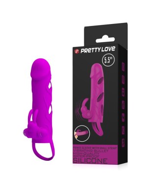 PRETTY LOVE - PENIS SLEEVE WITH BALL STRAP vibration PURPLE