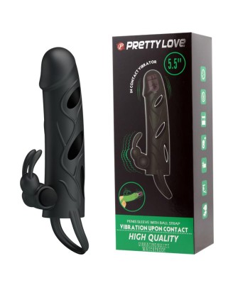 PRETTY LOVE - PENIS SLEEVE WITH BALL STRAP vibration BLACK