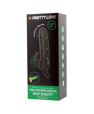 PRETTY LOVE - PENIS SLEEVE WITH BALL STRAP vibration BLACK
