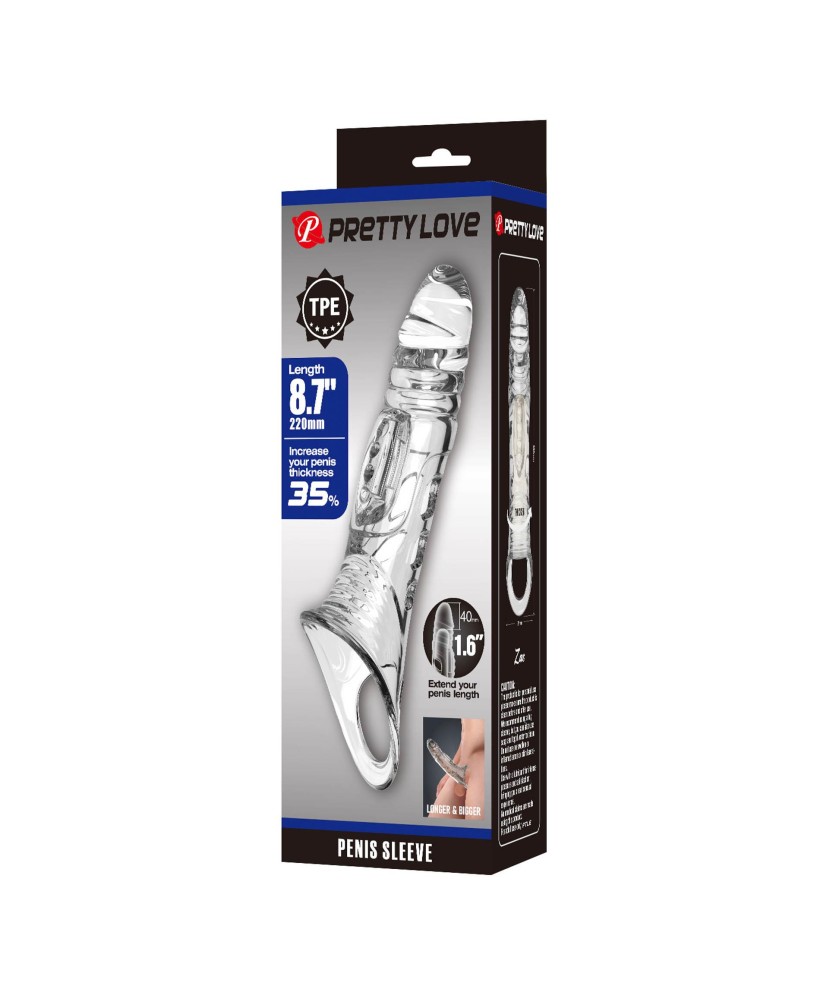 Pretty Love Penis Sleeve 8.7" Extender – Clear